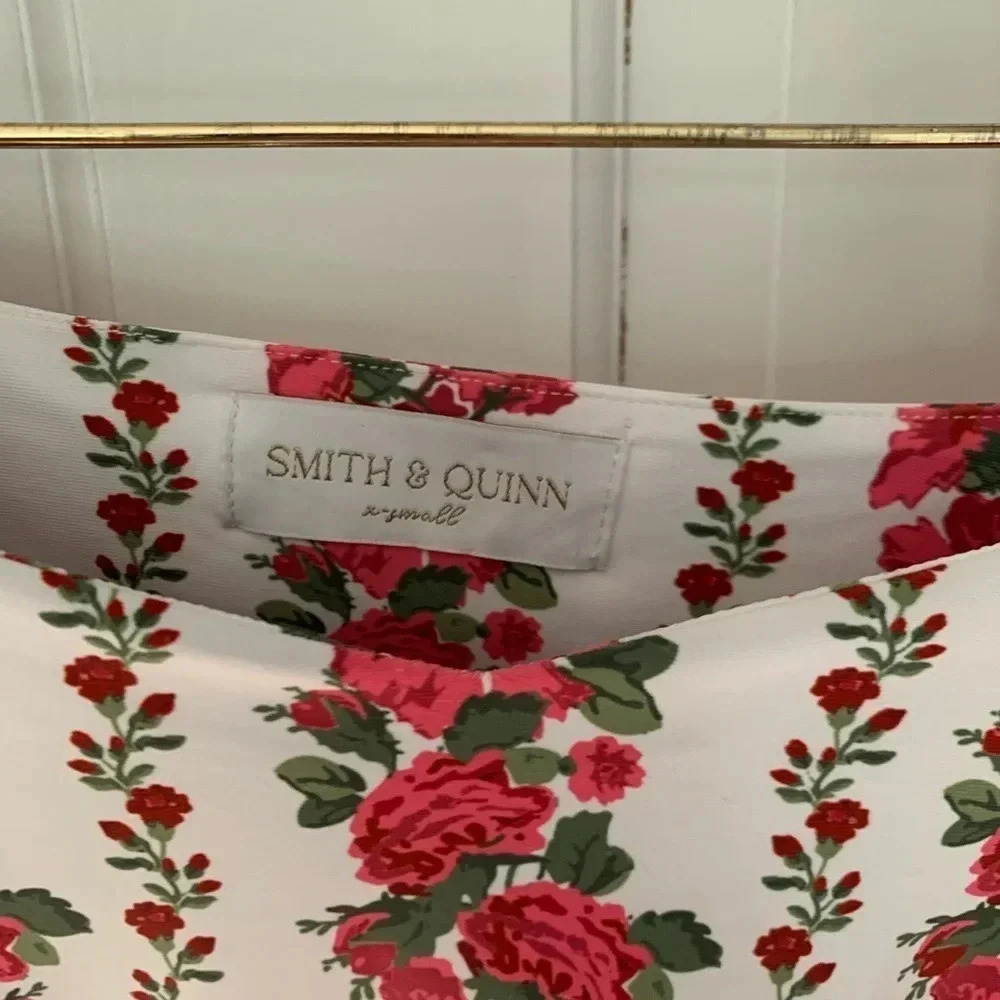 Smith & Quinn Floral Peplum Top Pink Puff Sleeve Romantic XS - Picture 4 of 4